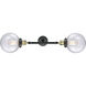 Franklin Restoration Large Beacon LED 8 inch Black Antique Brass Bath Vanity Light Wall Light in Seedy Glass, Franklin Restoration