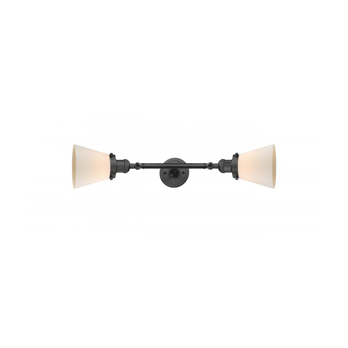 Franklin Restoration Small Cone 2 Light 6 inch Oil Rubbed Bronze Bath Vanity Light Wall Light in Matte White Glass, Franklin Restoration