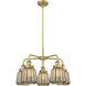 Chatham 5 Light 24.5 inch Brushed Brass Chandelier Ceiling Light in Mercury Glass