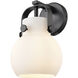 Pilaster II Sphere 1 Light 6.5 inch Matte Black Sconce Wall Light in Matte White Glass