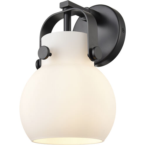 Pilaster II Sphere 1 Light 6.5 inch Matte Black Sconce Wall Light in Matte White Glass