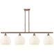 Ballston White Venetian 4 Light 48.25 inch Antique Copper Stem Hung Island Light Ceiling Light
