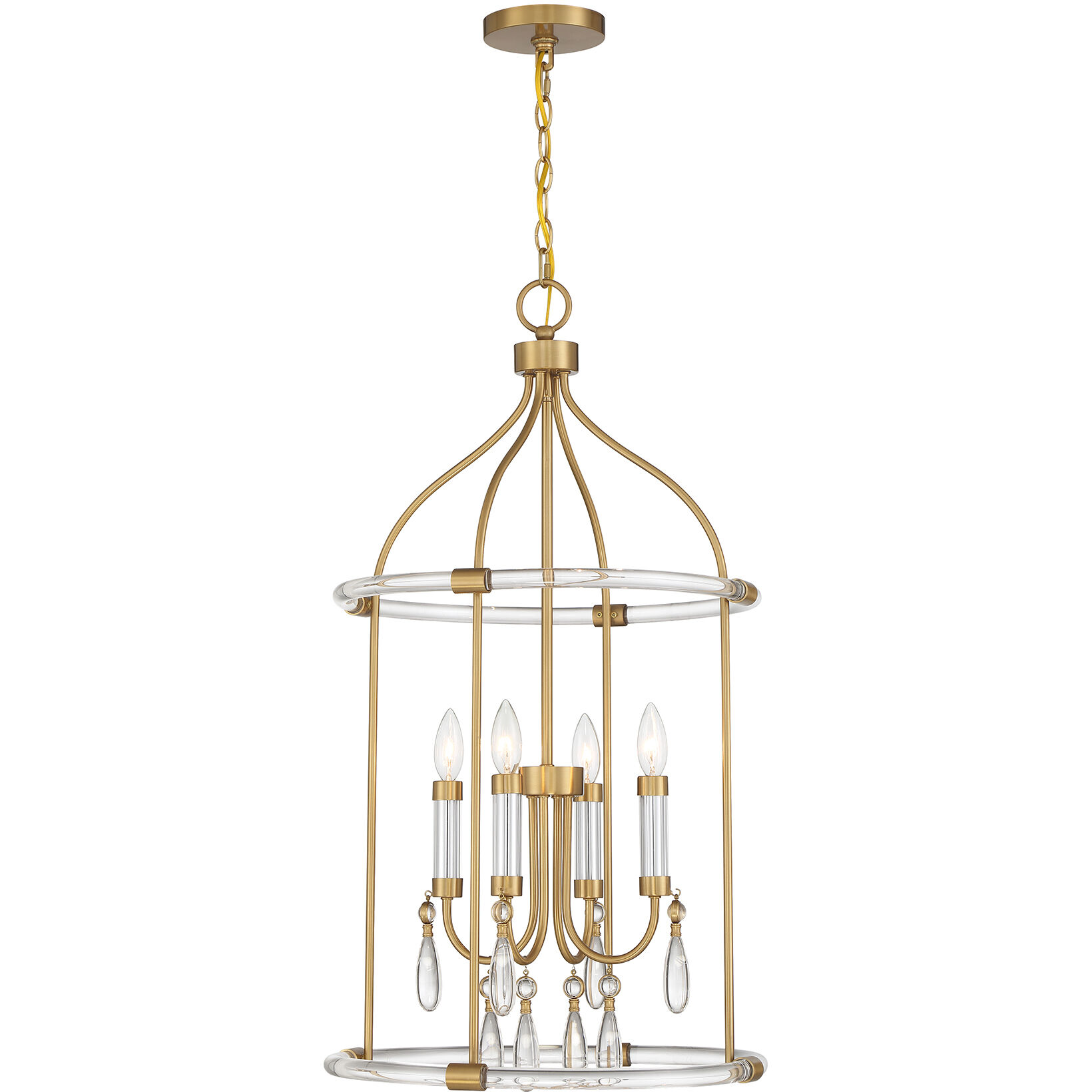 Mayfair 4 Light 18 inch Warm Brass with Chrome Accents Pendant Ceiling Light