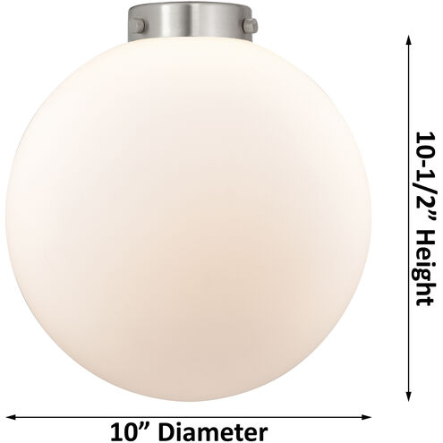 Nouveau 2 Beacon LED 10 inch Black Antique Brass Semi-Flush Mount Ceiling Light in Matte White Glass