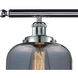 Ballston Large Bell 3 Light 36 inch Polished Chrome Island Light Ceiling Light in Light Smoke Glass, Ballston