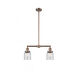 Franklin Restoration Small Bell 2 Light 21 inch Antique Copper Chandelier Ceiling Light in Clear Glass, Franklin Restoration