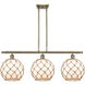 Ballston Large Farmhouse Rope LED 36 inch Antique Brass Island Light Ceiling Light in White Glass with Brown Rope, Ballston