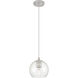 Crown Point 1 Light 5.88 inch Satin Nickel Pendant Ceiling Light in Clear Glass