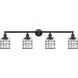 Franklin Restoration Small Bell Cage 4 Light 42 inch Black Antique Brass Bath Vanity Light Wall Light in Clear Glass, Franklin Restoration