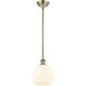 Ballston White Venetian 1 Light 8 inch Antique Brass Stem Hung Mini Pendant Ceiling Light