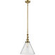 Franklin Restoration Cone LED 12 inch Brushed Brass Mini Pendant Ceiling Light in Seedy, Franklin Restoration