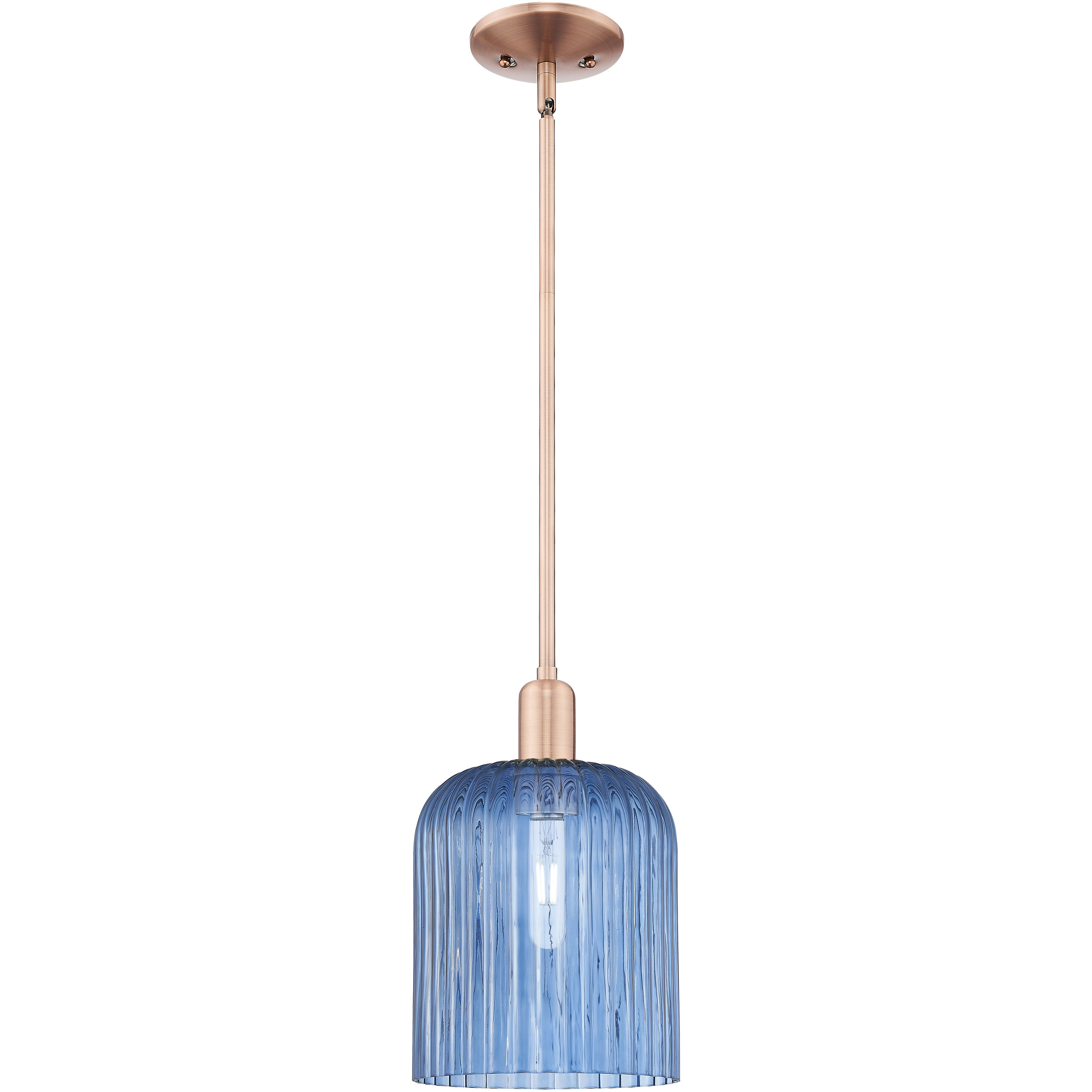 Arcadia Bridal Veil 1 Light 8 inch Antique Copper Mini Pendant Ceiling Light in Blue