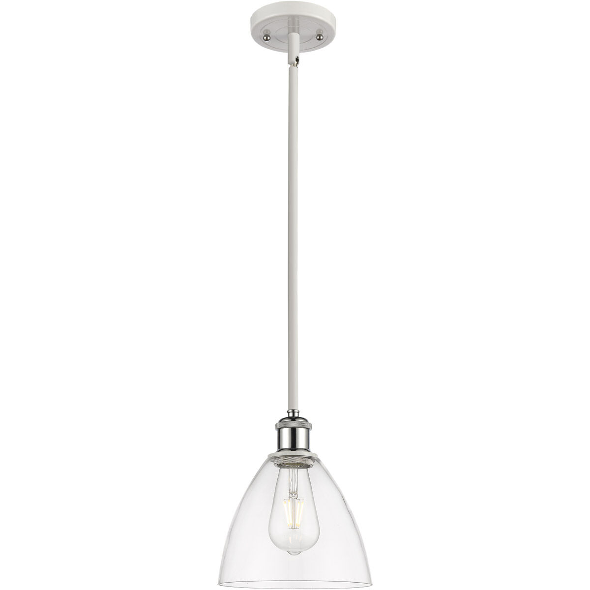 Ballston Dome LED 8 inch White and Polished Chrome Mini Pendant Ceiling Light in Clear Glass