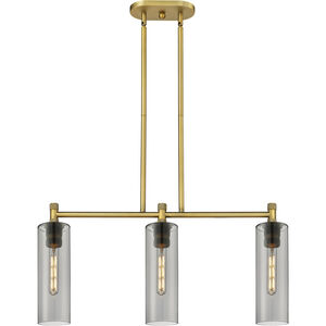Crown Point Island Light Ceiling Light in Brushed Brass, Plated Smoke Glass