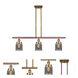 Ballston Small Bell 3 Light 36 inch Brushed Brass Island Light Ceiling Light in Light Smoke Glass