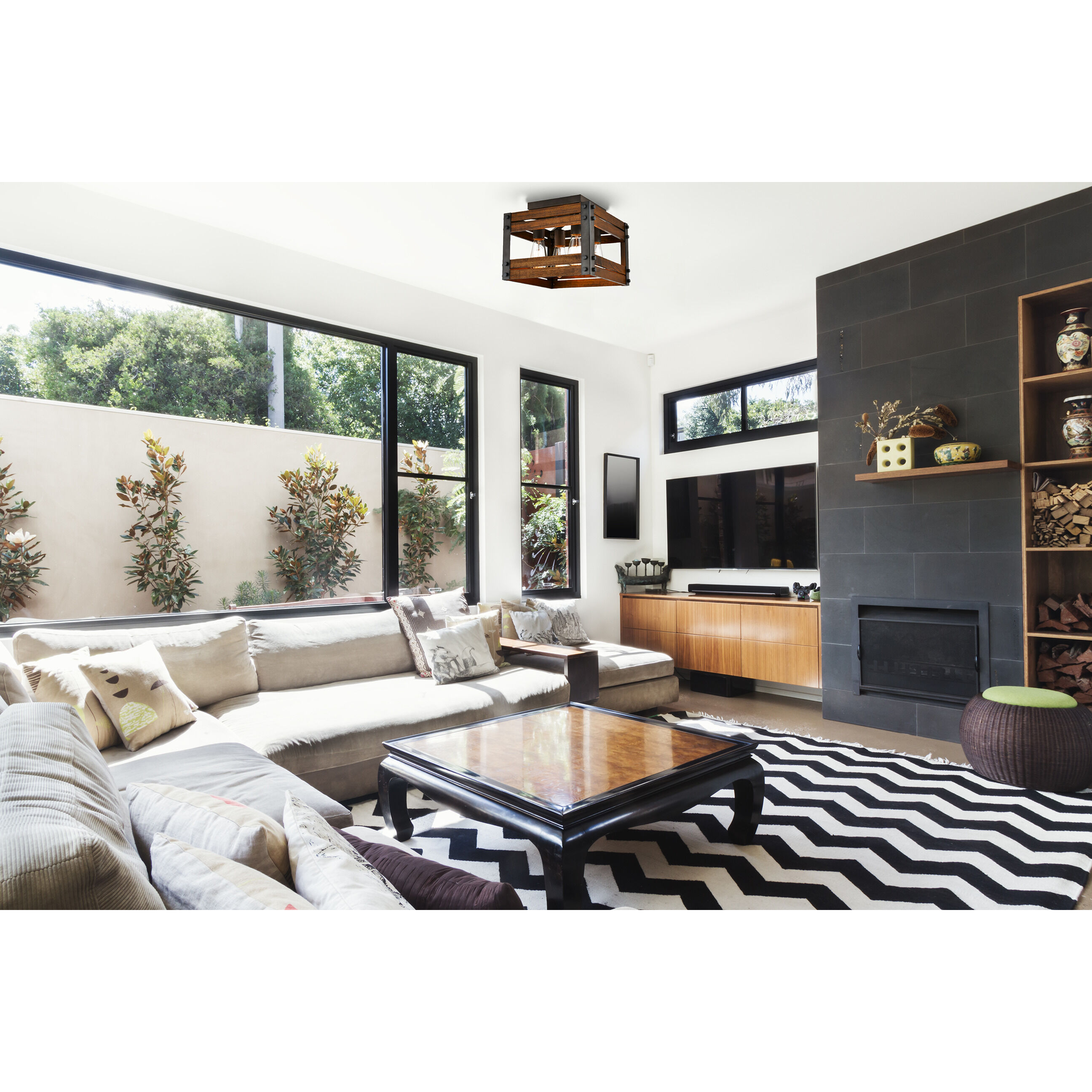 Austin 4 Light 8.75 inch Aged Gun Metal Flush Mount Ceiling Light