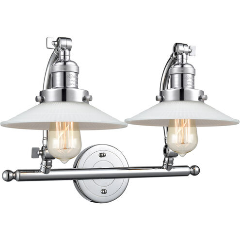 Franklin Restoration Halophane LED 18 inch Polished Chrome Bath Vanity Light Wall Light in Matte White Halophane Glass, Franklin Restoration