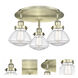 Olean 3 Light 18.25 inch Antique Brass Flush Mount Ceiling Light in Clear