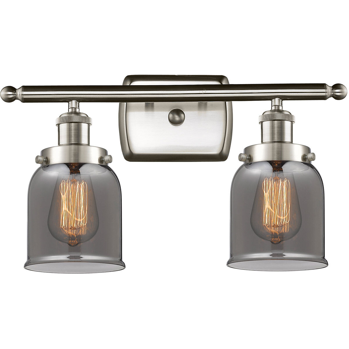 Ballston Small Bell LED 16 inch Brushed Satin Nickel Bath Vanity Light Wall Light in Plated Smoke Glass, Ballston