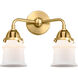 Nouveau 2 Small Canton LED 13.25 inch Satin Gold Bath Vanity Light Wall Light in Matte White Glass