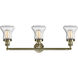 Franklin Restoration Bellmont LED 30 inch Antique Brass Bath Vanity Light Wall Light in Seedy Glass, Franklin Restoration