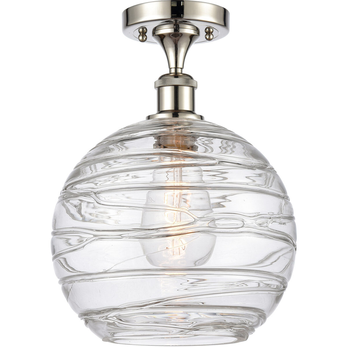 Ballston Large Deco Swirl 1 Light 10 inch Polished Nickel Semi-Flush Mount Ceiling Light, Ballston