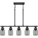 Somers 5 Light 42.88 inch Weathered Zinc Linear Pendant Ceiling Light in Plated Smoke Glass