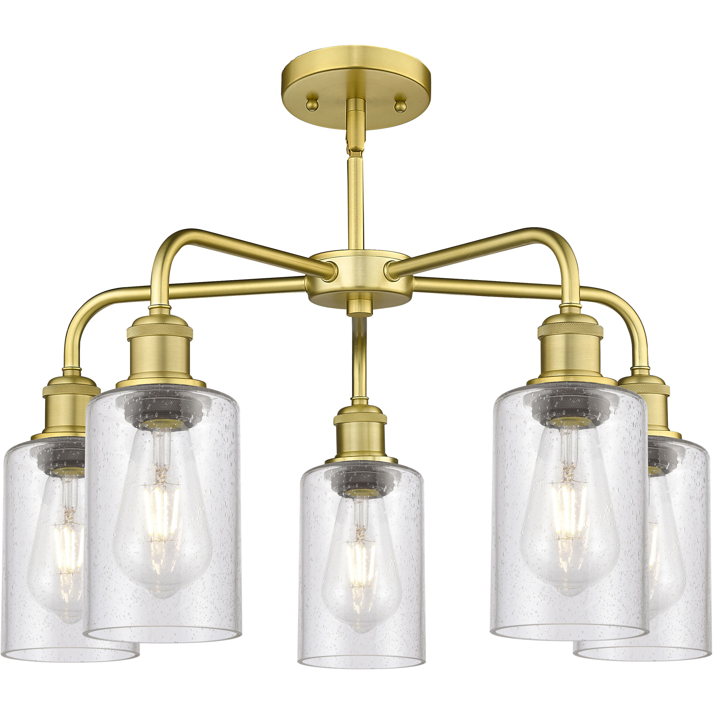 Clymer 5 Light 21.88 inch Satin Gold Chandelier Ceiling Light in Seedy