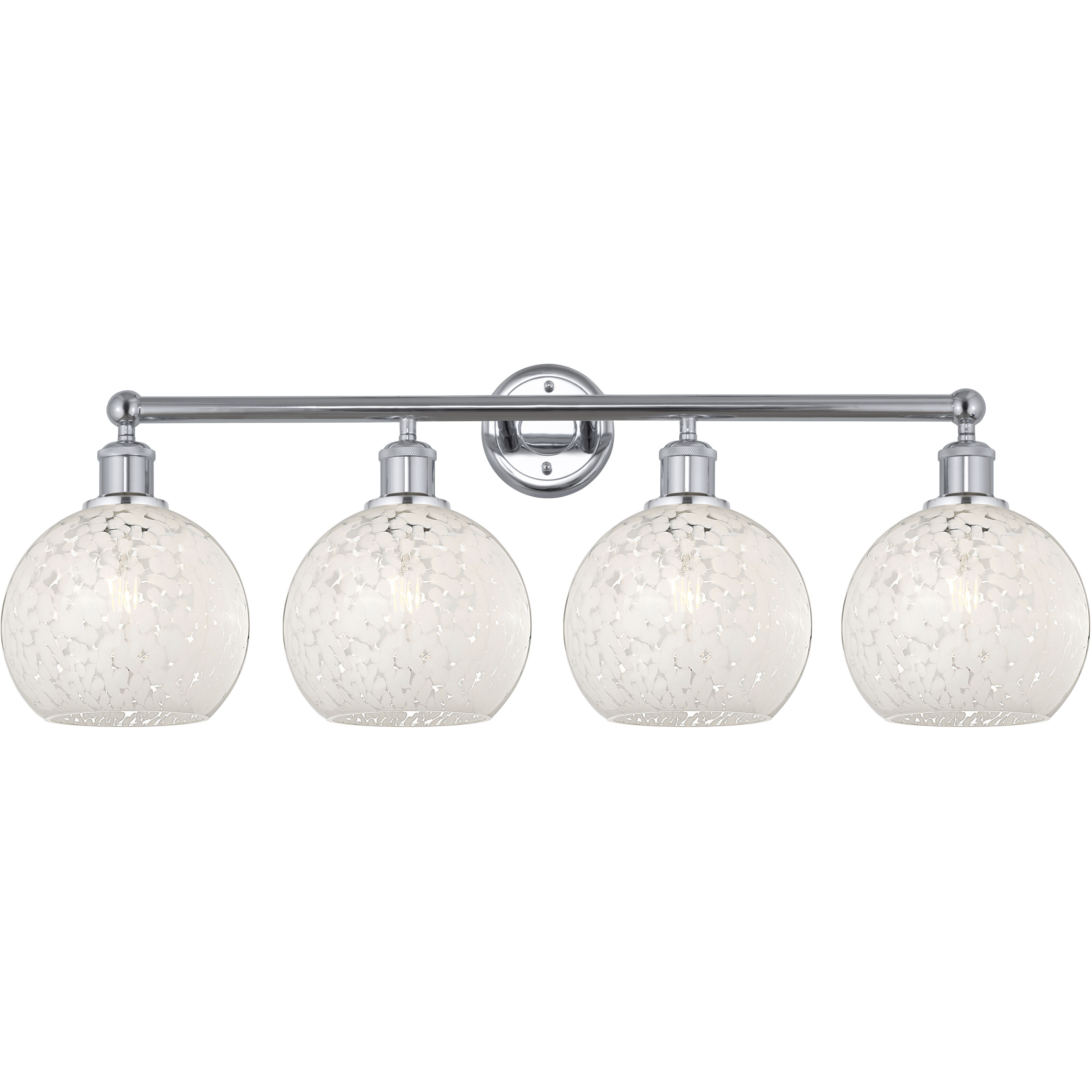 Edison White Mouchette 4 Light 35 inch Polished Chrome Bath Vanity Light Wall Light