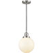 Franklin Restoration Beacon LED 8 inch Brushed Satin Nickel Mini Pendant Ceiling Light in Matte White, Franklin Restoration