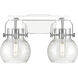 Pilaster II Sphere 2 Light 17 inch Polished Chrome Bath Vanity Light Wall Light in Seedy Glass