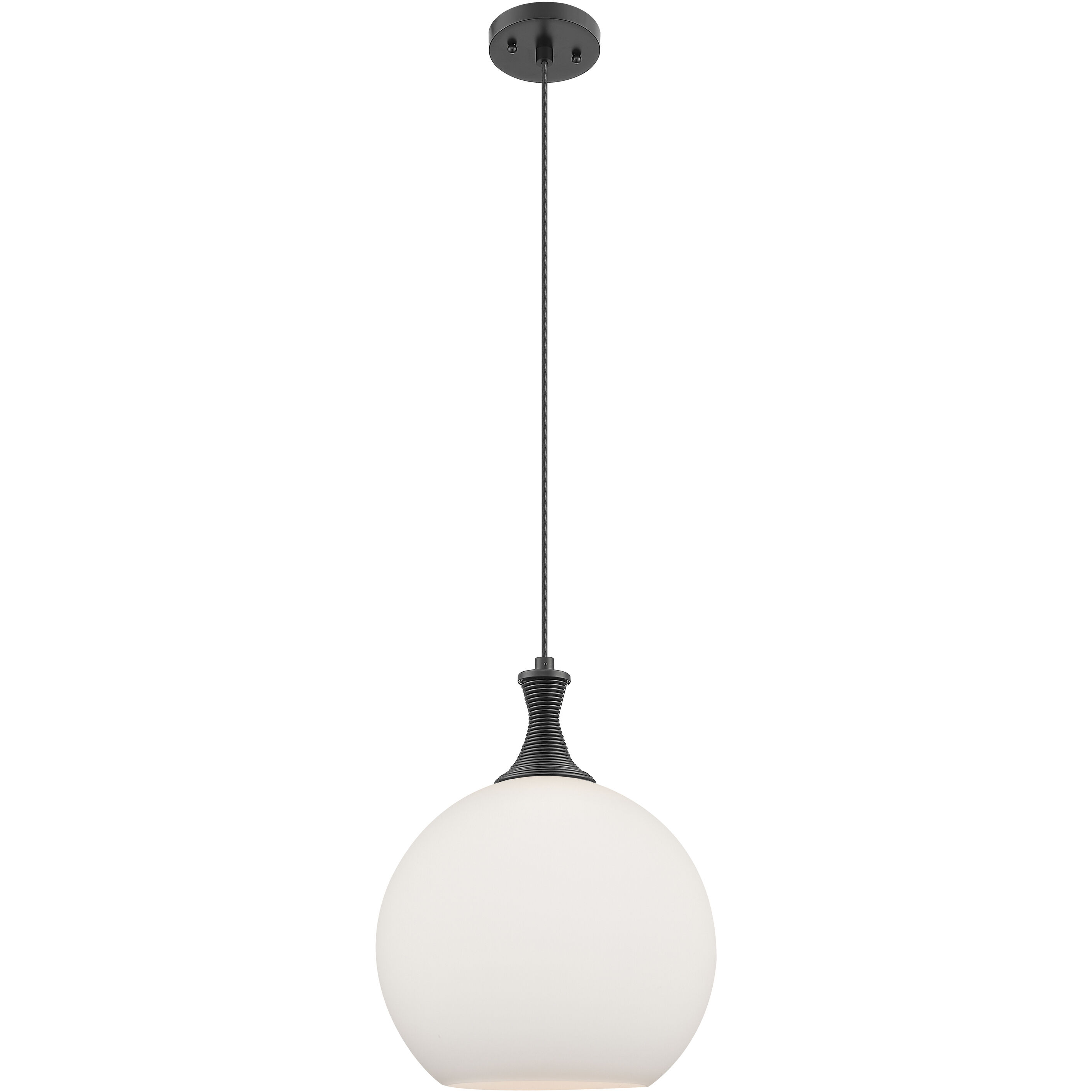 Astor 1 Light 12 inch Matte Black Mini Pendant Ceiling Light in Matte White Glass