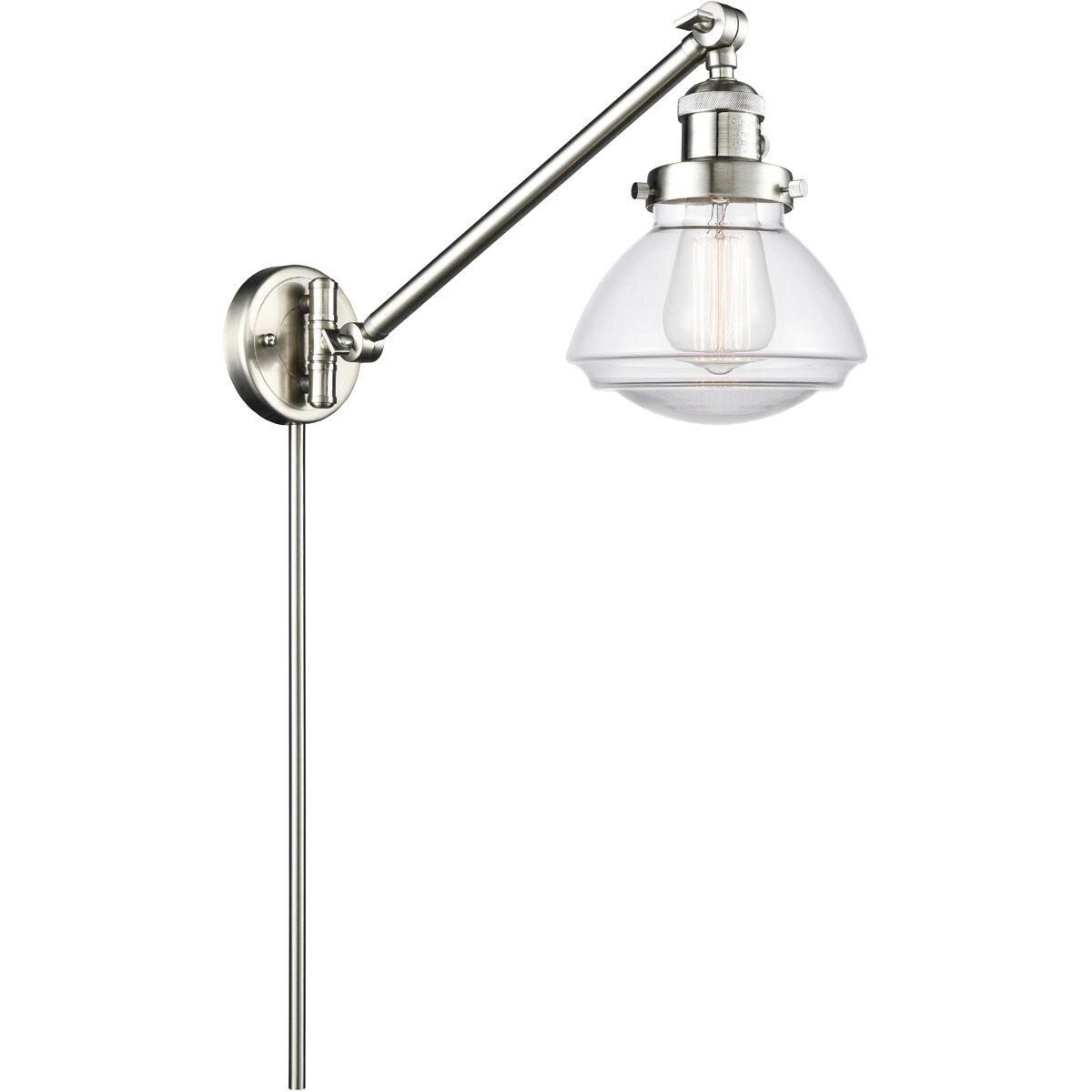 Olean 18 inch 3.50 watt Satin Nickel Swing Arm Wall Light, Franklin Restoration