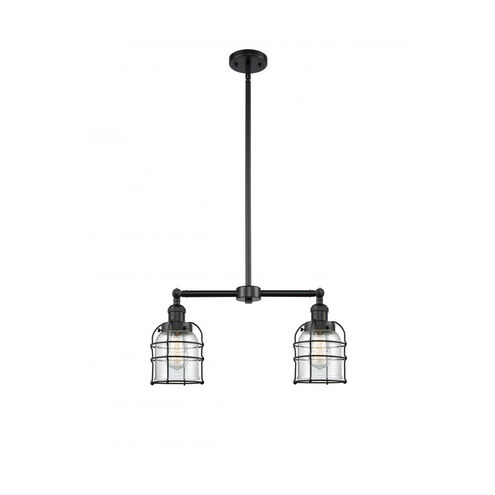 Franklin Restoration Small Bell Cage LED 21 inch Matte Black Chandelier Ceiling Light in Clear Glass, Franklin Restoration