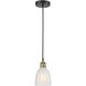Brookfield 1 Light 5.75 inch Black Antique Brass Mini Pendant Ceiling Light in White Glass