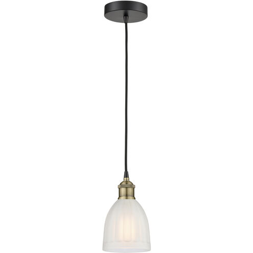 Brookfield 1 Light 5.75 inch Black Antique Brass Mini Pendant Ceiling Light in White Glass