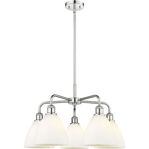 Bristol Glass 5 Light 25.5 inch Polished Chrome and Matte White Chandelier Ceiling Light