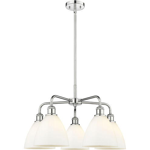 Bristol Glass 5 Light 25.5 inch Polished Chrome and Matte White Chandelier Ceiling Light