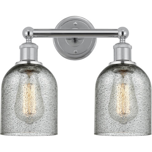 Edison Caledonia 2 Light 14 inch Polished Chrome Bath Vanity Light Wall Light in Charcoal Glass