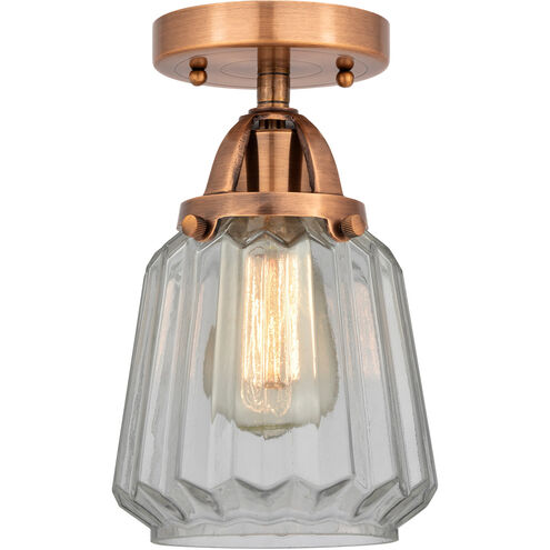 Nouveau 2 Chatham 1 Light 6 inch Antique Copper Semi-Flush Mount Ceiling Light in Clear Glass