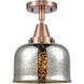 Franklin Restoration Large Bell 1 Light 8 inch Antique Copper Flush Mount Ceiling Light in Silver Plated Mercury Glass