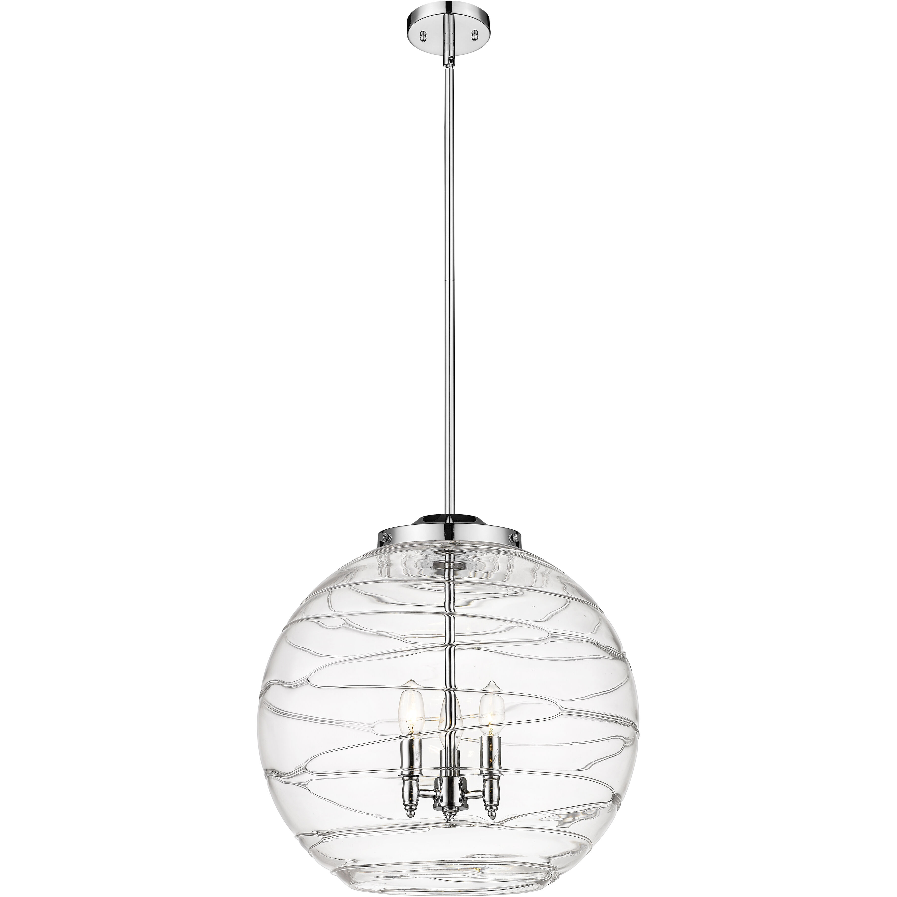 Ballston Athens Deco Swirl 3 Light 17.88 inch Polished Chrome Statement Pendant Ceiling Light in Incandescent, Clear Deco Swirl