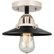 Nouveau 2 Railroad LED 8 inch Black Antique Brass Semi-Flush Mount Ceiling Light in Matte Black