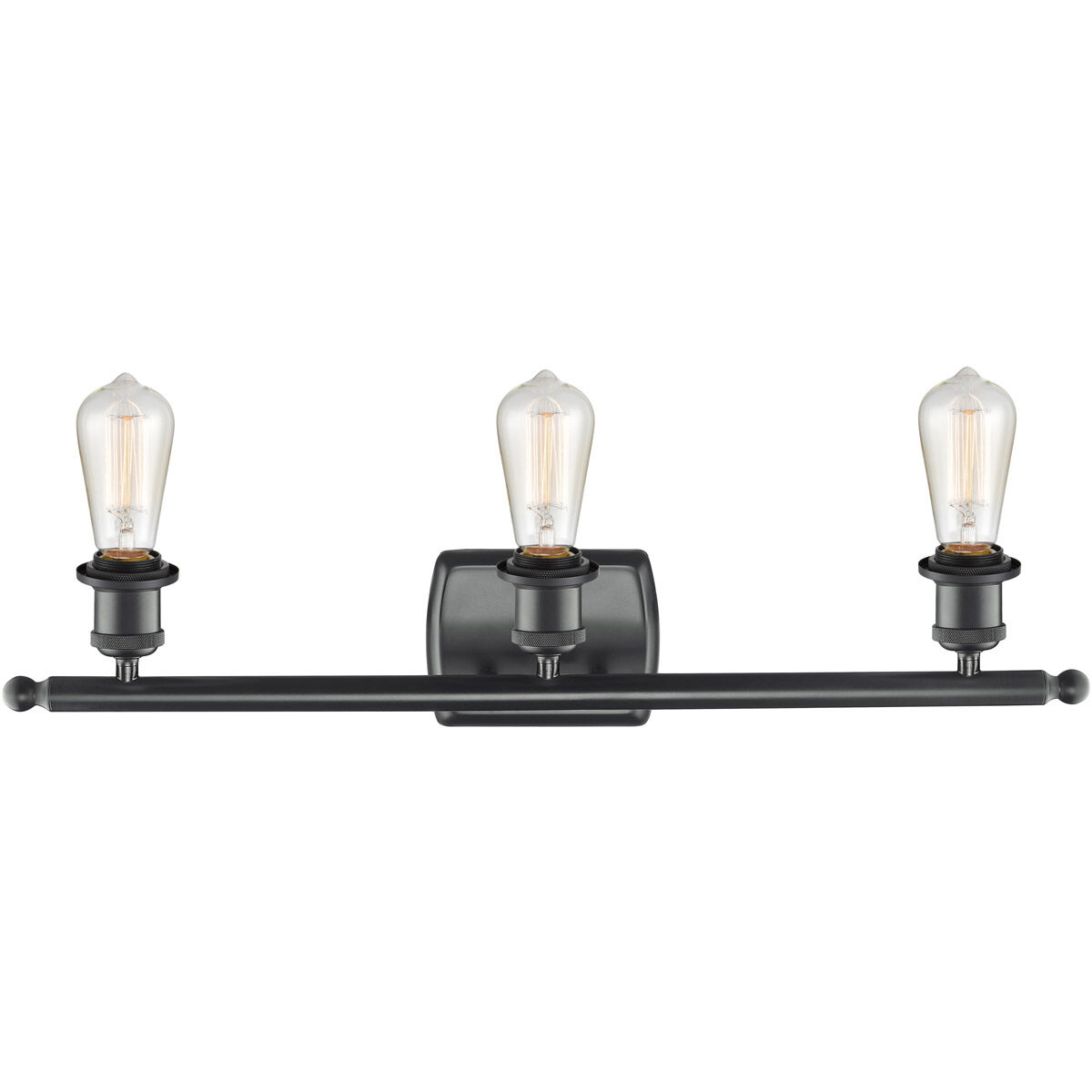 Ballston Bare Bulb 3 Light 26 inch Matte Black Bath Vanity Light Wall Light, Ballston