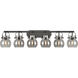 Pilaster II Sphere 6 Light 45.5 inch Matte Black Bath Vanity Light Wall Light in Plated Smoke Glass