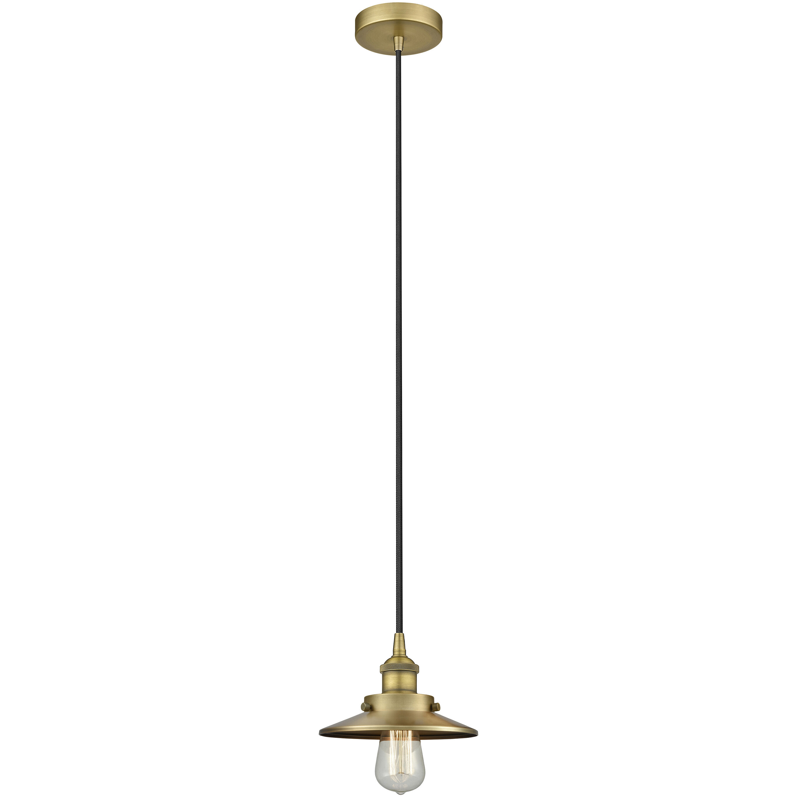 Railroad 1 Light 8 inch Brushed Brass Mini Pendant Ceiling Light
