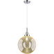 Beacon 1 Light 12 inch Polished Chrome Mini Pendant Ceiling Light in Mercury Glass