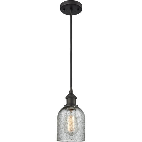 Ballston Caledonia LED 5 inch Oil Rubbed Bronze Mini Pendant Ceiling Light in Charcoal Glass, Black Textured, Ballston