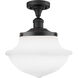 Franklin Restoration Large Oxford LED 12 inch Oil Rubbed Bronze Semi-Flush Mount Ceiling Light in Matte White Glass, Franklin Restoration
