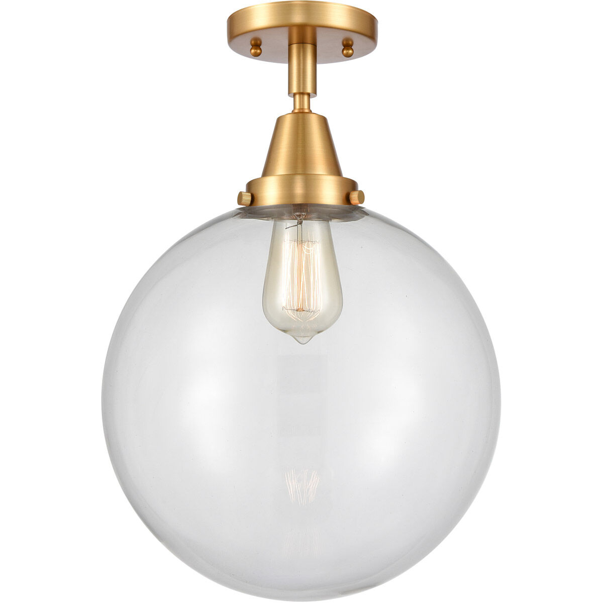 Beacon LED 12 inch Satin Gold Flush Mount Ceiling Light in Clear Glass